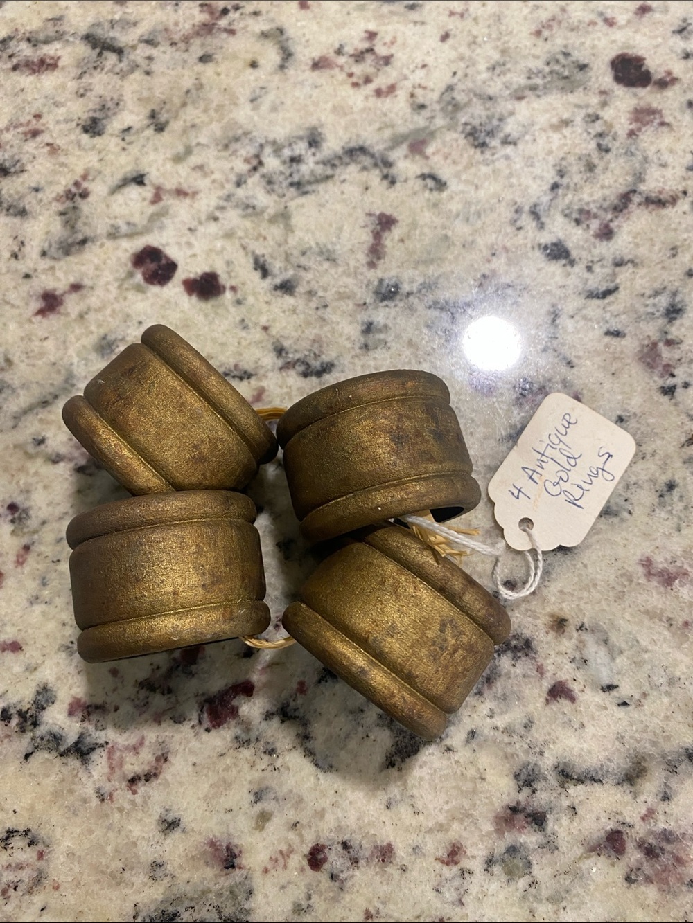 Signed Antique-Style Gold Napkin Rings - Set of 4